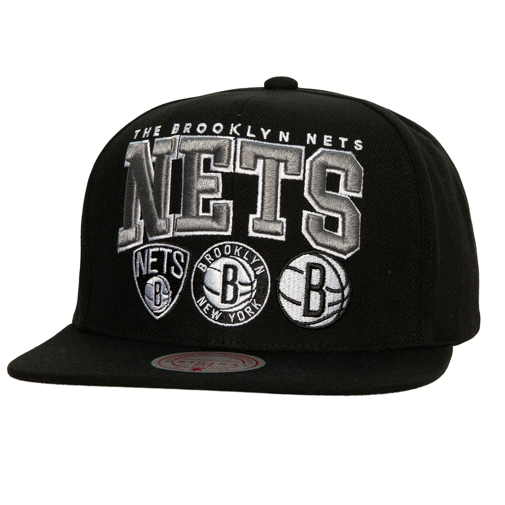 Men's Mitchell & Ness Black Brooklyn Nets Champ Stack Snapback Hat