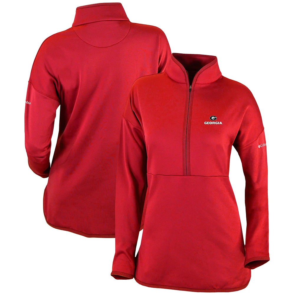 Women's Columbia Red Georgia Bulldogs Omni-Wick Go For It Half-Zip Pullover Top