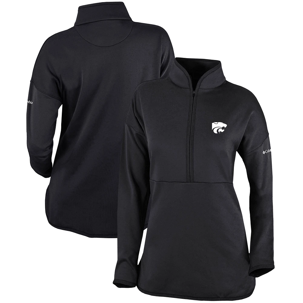 Women's Columbia Black Kansas State Wildcats Omni-Wick Go For It Half-Zip Pullover Top