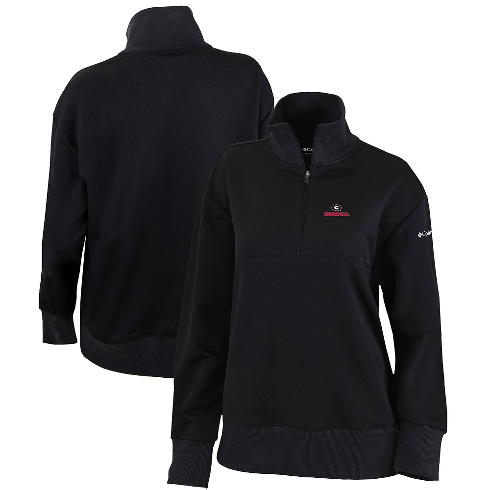 Women's Columbia Black Georgia Bulldogs Omni-Wick Birchwood Hills Quarter-Zip Pullover Top
