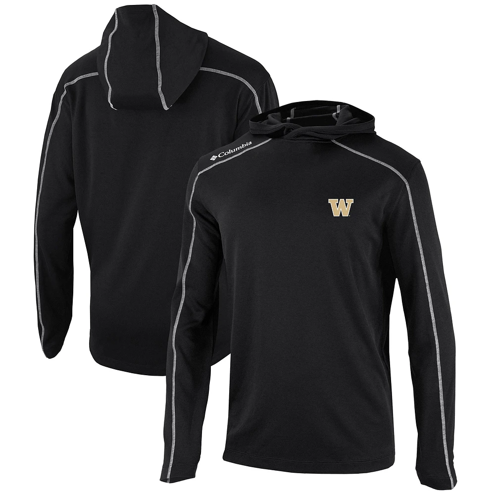 Men's Columbia Black Washington Huskies Omni-Wick Shotgun Pullover Hoodie