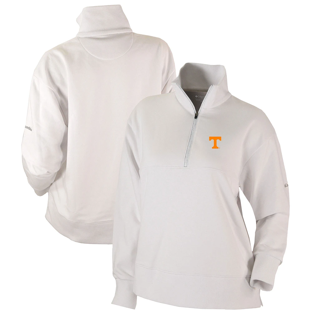 Women's Columbia White Tennessee Volunteers Omni-Wick Birchwood Hills Quarter-Zip Pullover Top