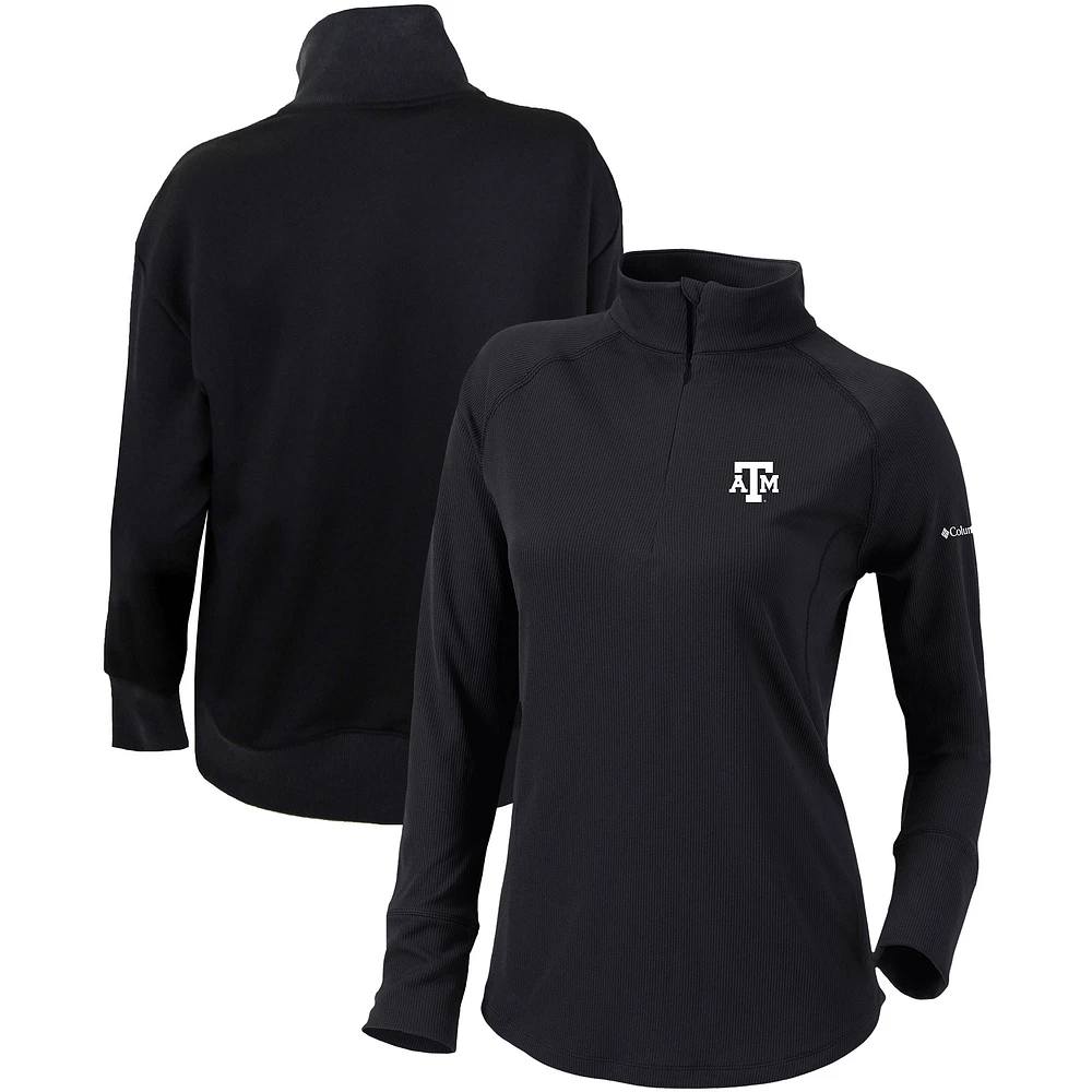 Women's Columbia Black Texas A&M Aggies Omni-Wick Birchwood Hills Quarter-Zip Pullover Top