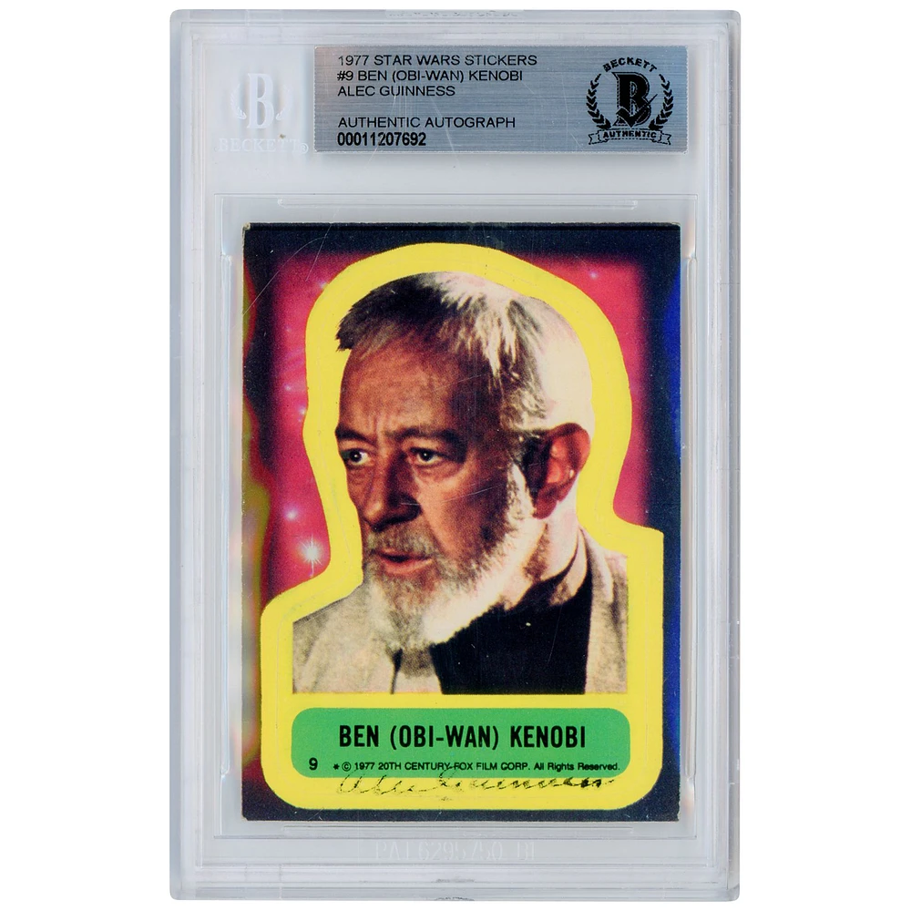 Alec Guinness Star Wars Autographed 1977 Topps Stickers #9 Beckett Authenticated Card