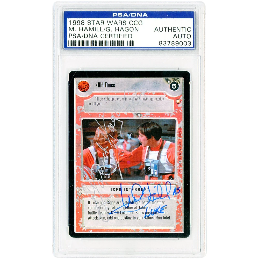 Mark Hamill and Garrick Hagon Star Wars Autographed 1998 Decipher PSA Authenticated Card with "Luke" Inscription