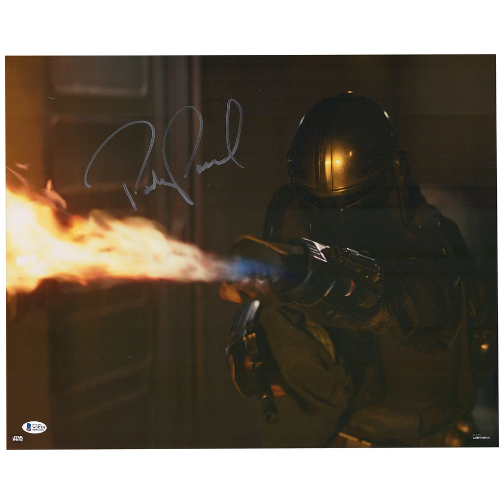 Pedro Pascal Star Wars The Mandalorian Autographed 16" x 20" Fire Photograph