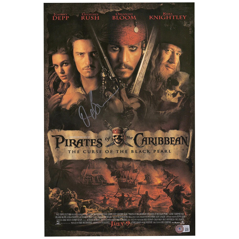 Orlando Bloom Pirates of the Caribbean Autographed 12" x 18" Curse of the Black Pearl Movie Poster