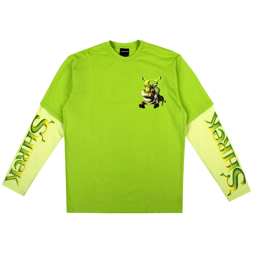 Unisex DUMBGOOD Green Shrek Layered Long Sleeve T-Shirt