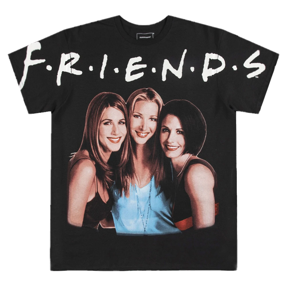 Unisex DUMBGOOD Black Friends Rachel, Phoebe and Monica Puff Print T-Shirt