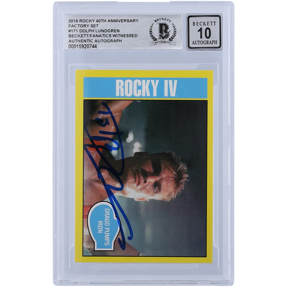 Dolph Lundgren Rocky IV Autographed 2016 Topps 40th Anniversary Rocky #171 Beckett Fanatics Witnessed Authenticated 10 Card