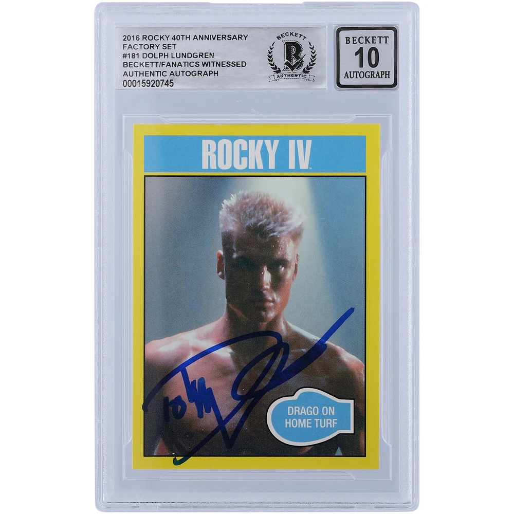 Dolph Lundgren Rocky IV Autographed 2016 Topps 40th Anniversary Rocky #181 Beckett Fanatics Witnessed Authenticated 10 Card