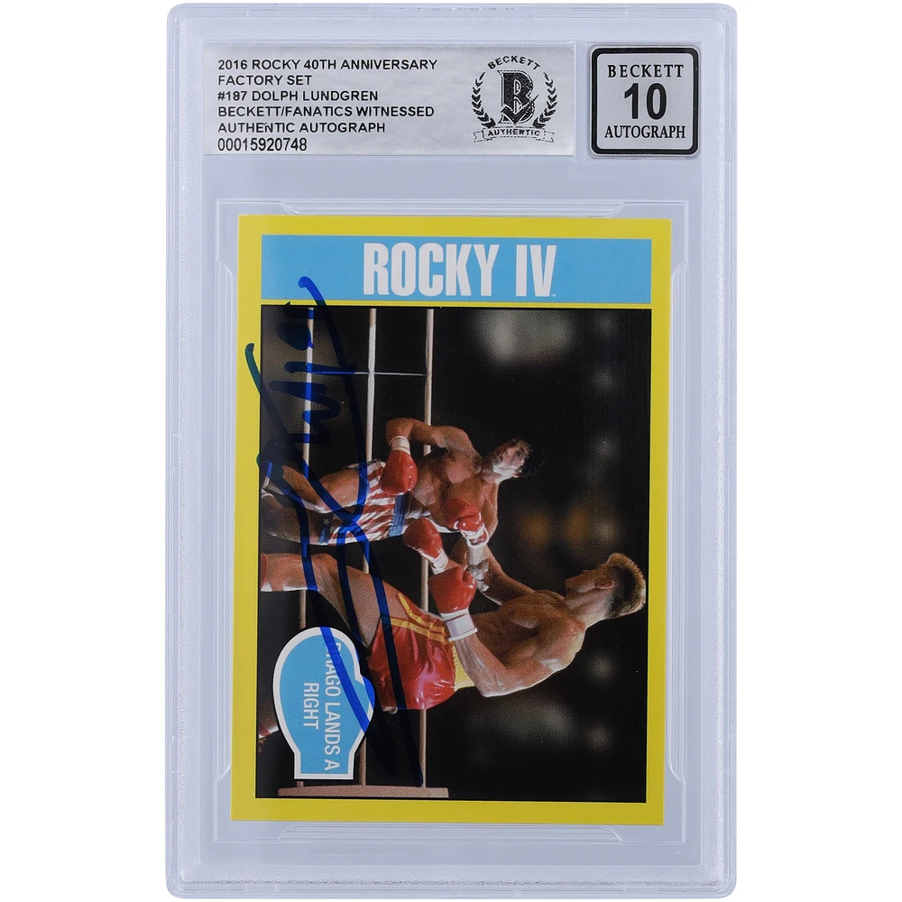 Dolph Lundgren Rocky IV Autographed 2016 Topps 40th Anniversary Rocky #187 Beckett Fanatics Witnessed Authenticated 10 Card