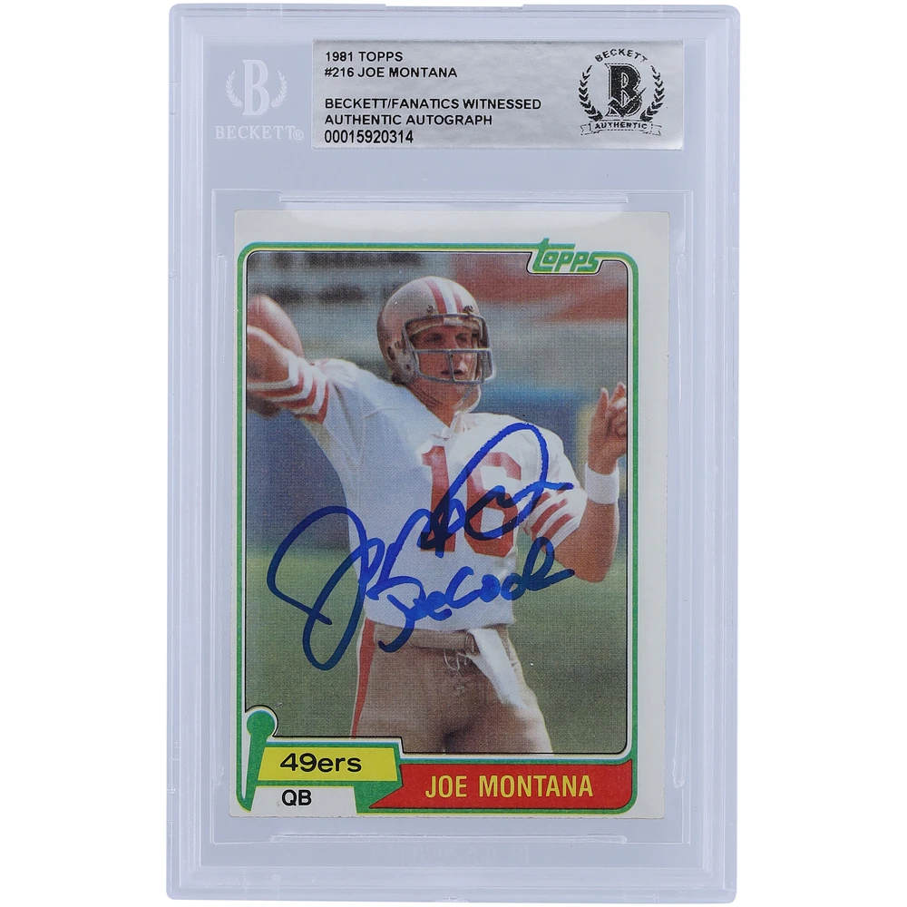 Joe Montana San Francisco 49ers Autographed Topps Series 1 #216 Beckett Fanatics Witnessed Authenticated Rookie Card with "Joe Cool" Inscription