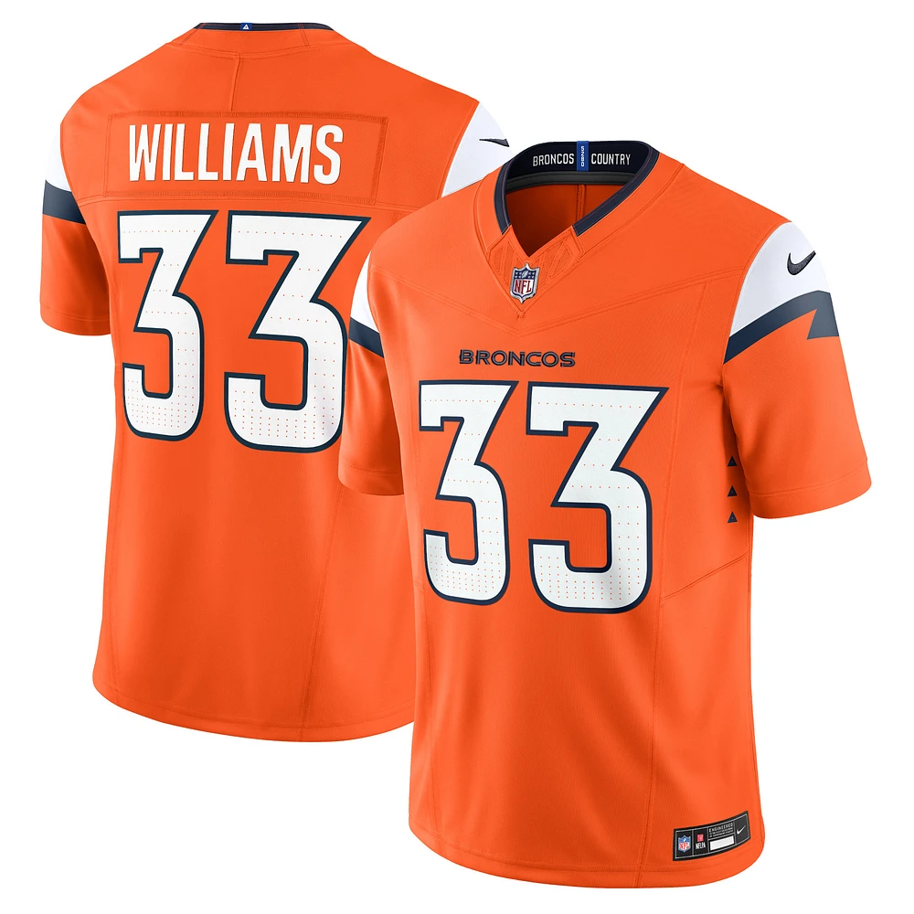 Men's Nike Javonte Williams Orange Denver Broncos Mile High Collection Vapor F.U.S.E. Limited Jersey