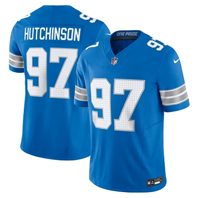 Men's Nike Aidan Hutchinson Blue Detroit Lions Team Vapor F.U.S.E. Limited Jersey