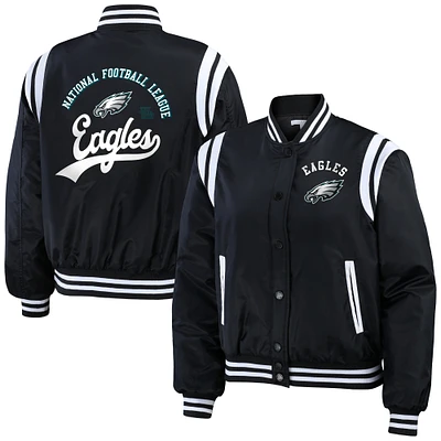 Women's WEAR by Erin Andrews Black Philadelphia Eagles Full-Snap Bomber Jacket