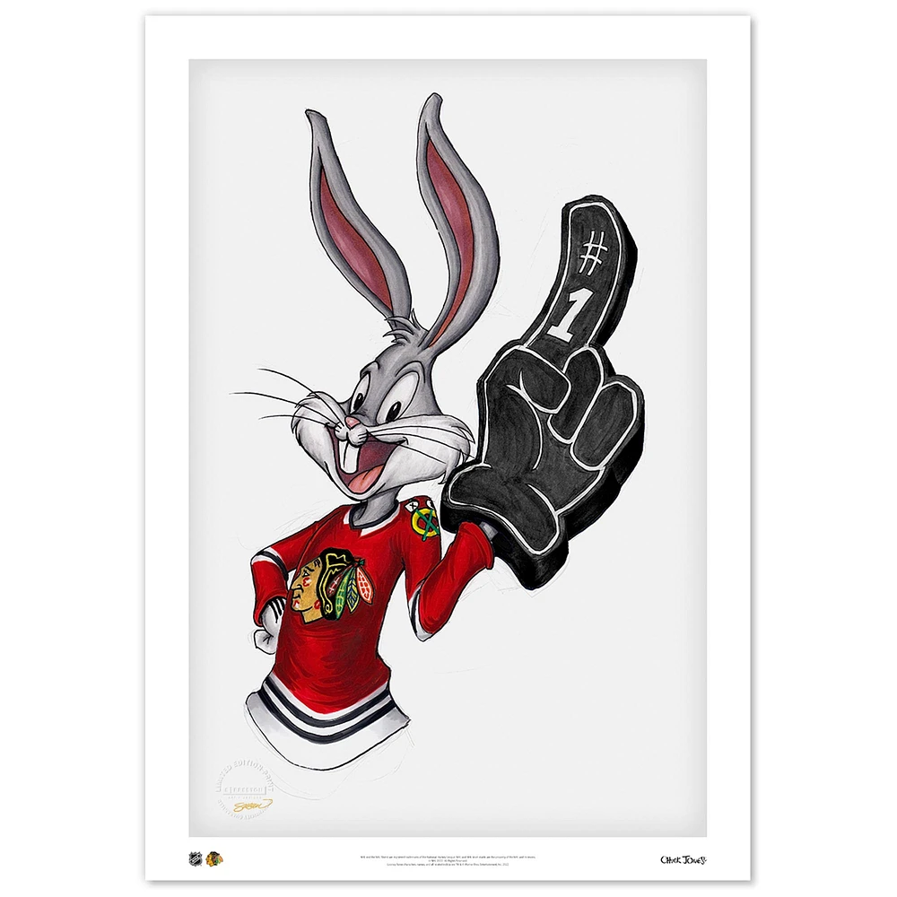 Bugs Bunny Chicago Blackhawks 14" x 20" Looney Tunes Limited Edition Fine Art Print