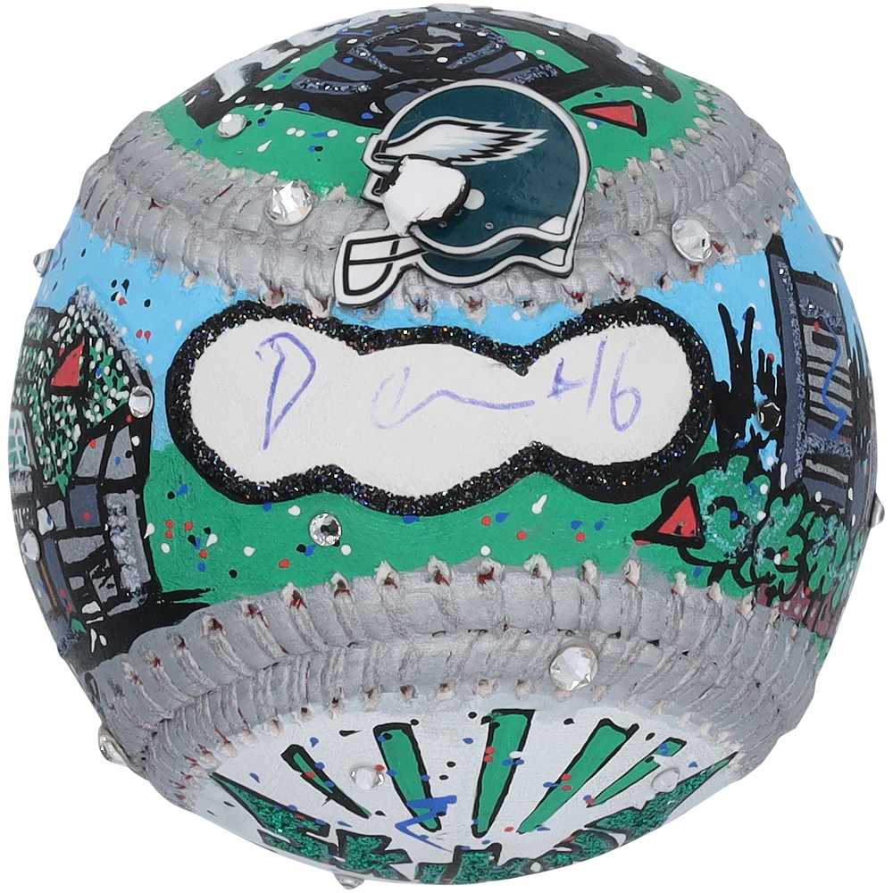 DeVonta Smith Philadelphia Eagles Autographed Baseball - Art by Charles Fazzino - WN55911367