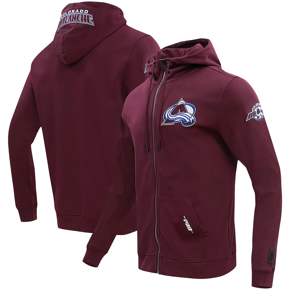 Men's Pro Standard Burgundy Colorado Avalanche Classic Chenille Full-Zip Hoodie Jacket