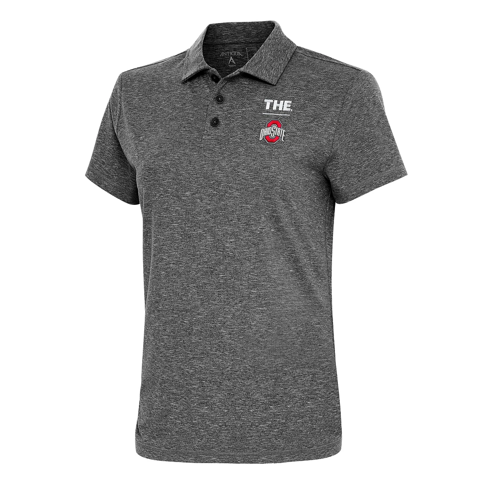 Women's Antigua Heather Black Ohio State Buckeyes THE Motivated Polo