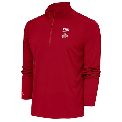 Men's Antigua Scarlet Ohio State Buckeyes THE Tribute Quarter-Zip Pullover Top