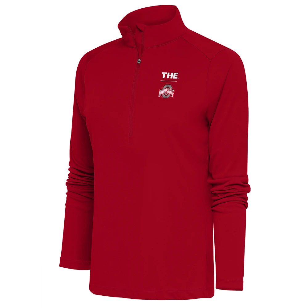 Women's Antigua Scarlet Ohio State Buckeyes THE Tribute Half-Zip Pullover Top