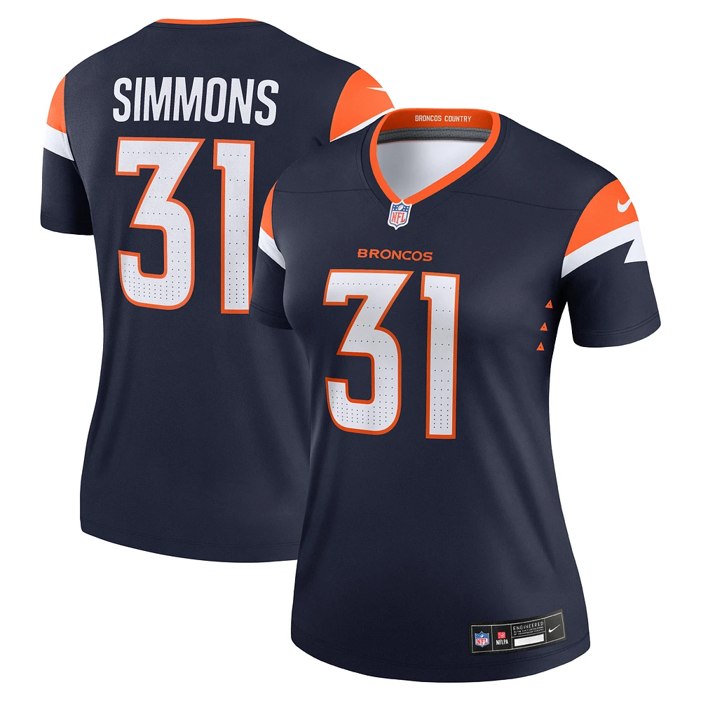 Women's Nike Justin Simmons Navy Denver Broncos Color Rush Legend Performance Jersey