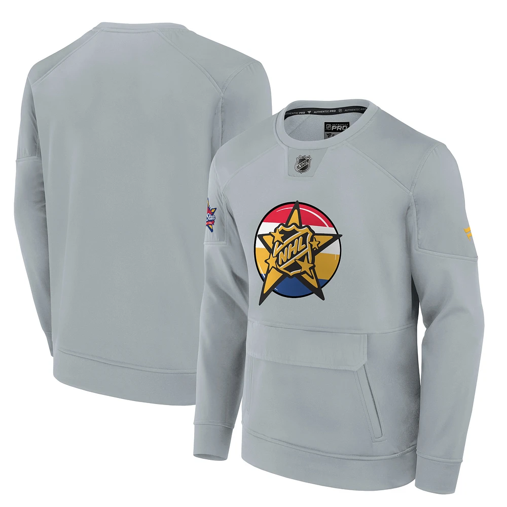 Men's Fanatics Gray 2024 NHL All-Star Game Authentic Pro Tech Fleece Pullover Sweatshirt