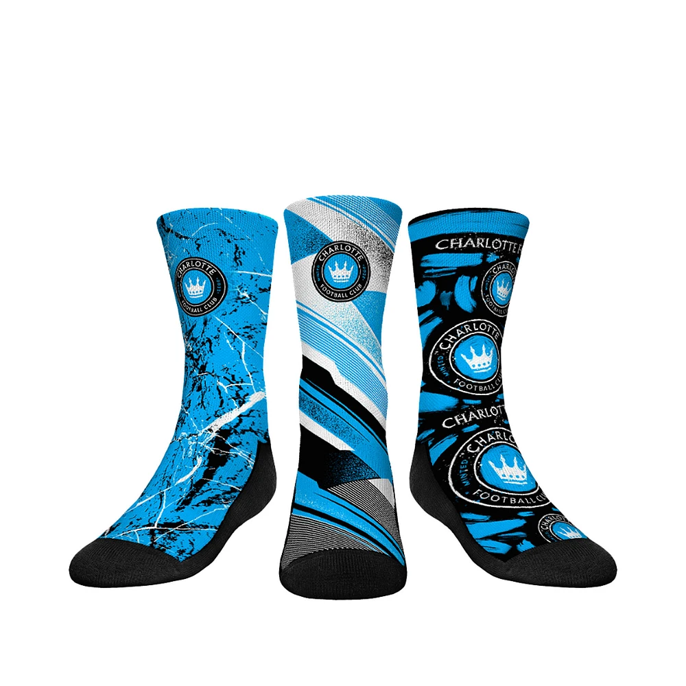 Youth Rock Em Socks Light Blue Charlotte FC Three-Pack Crew Socks Set