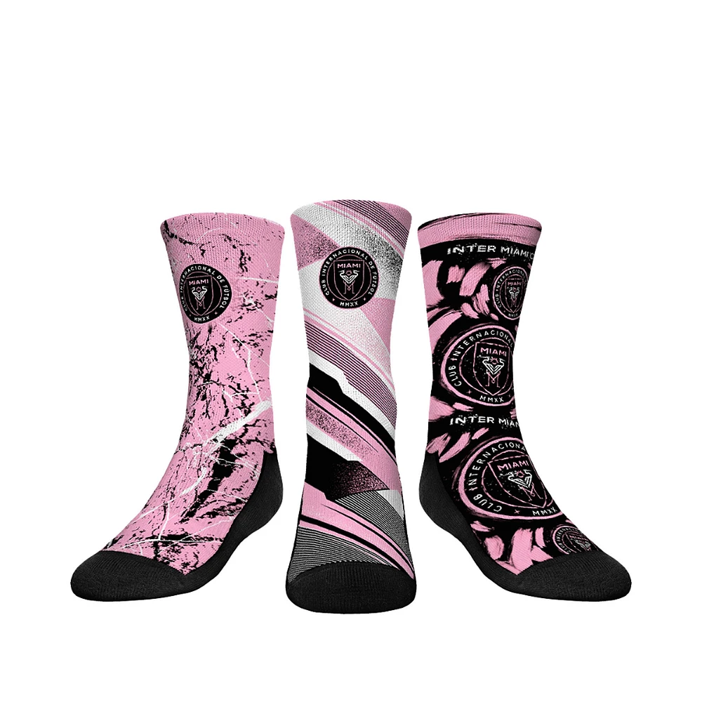 Youth Rock Em Socks Pink Inter Miami CF Three-Pack Crew Socks Set