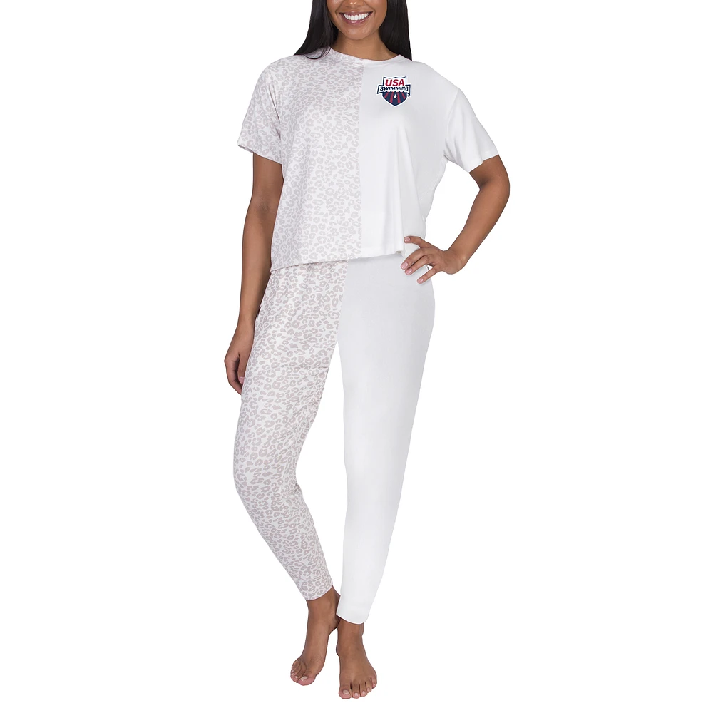 Women's Concepts Sport Cream USA Swimming Brightside Top & Pants Set