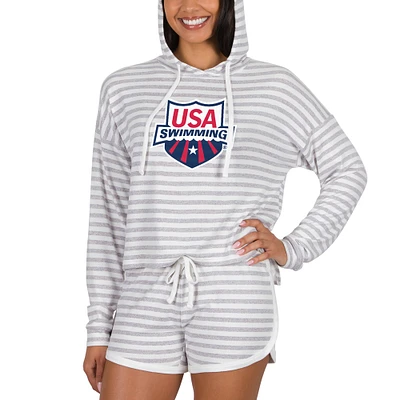 Women's Concepts Sport Cream USA Swimming Visibility Long Sleeve Hoodie Top & Shorts Set