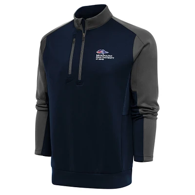 Men's Antigua Navy/Gray MSU Denver Roadrunners Team Quarter-Zip Pullover Top