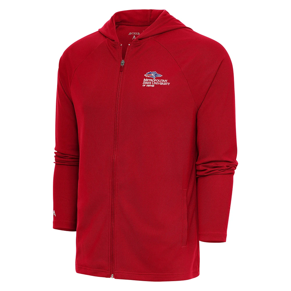 Men's Antigua Red MSU Denver Roadrunners Legacy Full-Zip Hoodie