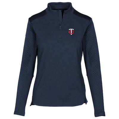 Women's Levelwear Navy Minnesota Twins Daybreak Insignia Core Quarter-Zip Pullover Top