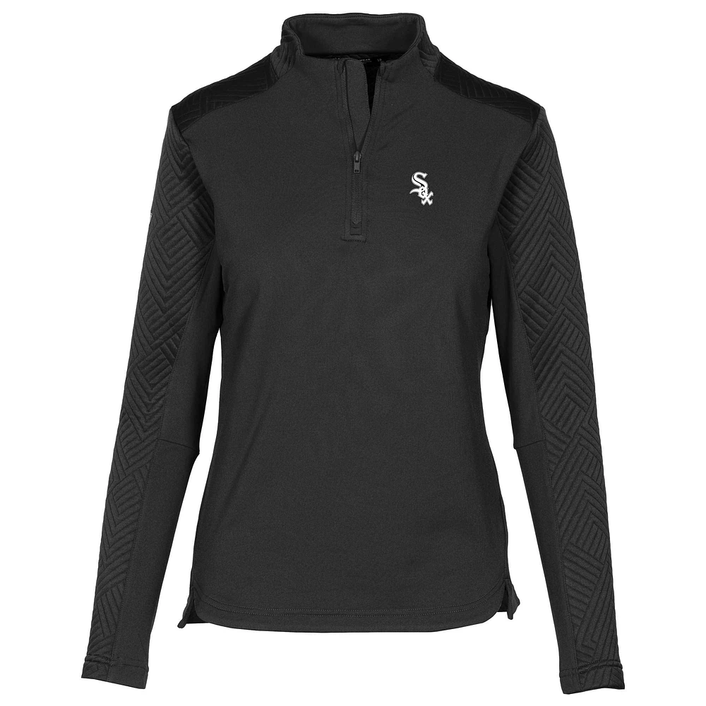 Women's Levelwear Black Chicago White Sox Daybreak Insignia 2.0 Quarter-Zip Pullover Top