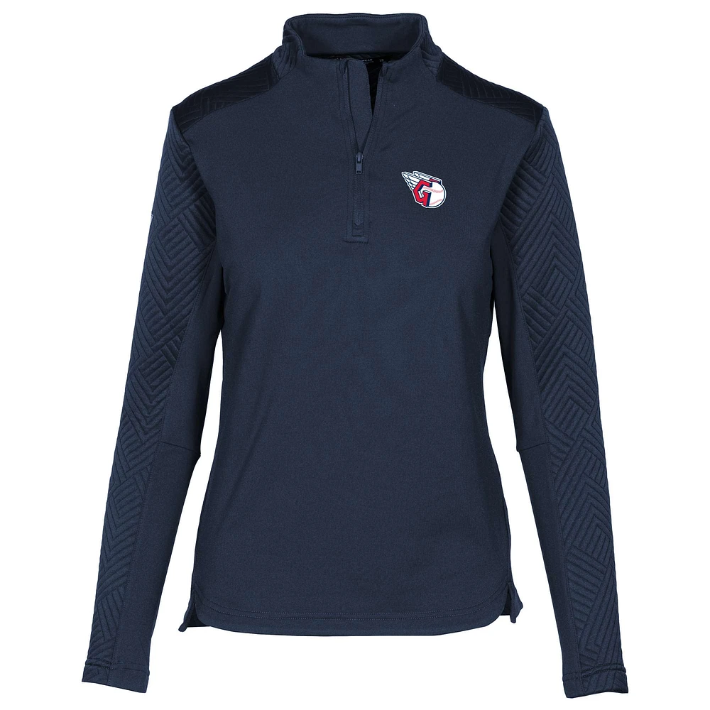 Women's Levelwear Navy Cleveland Guardians Daybreak Insignia 2.0 Quarter-Zip Pullover Top