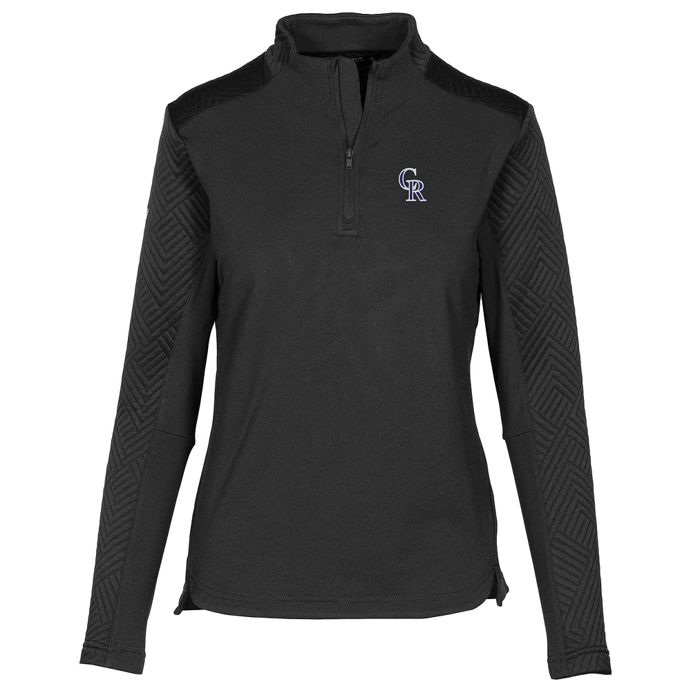 Women's Levelwear Black Colorado Rockies Daybreak Insignia 2.0 Quarter-Zip Pullover Top