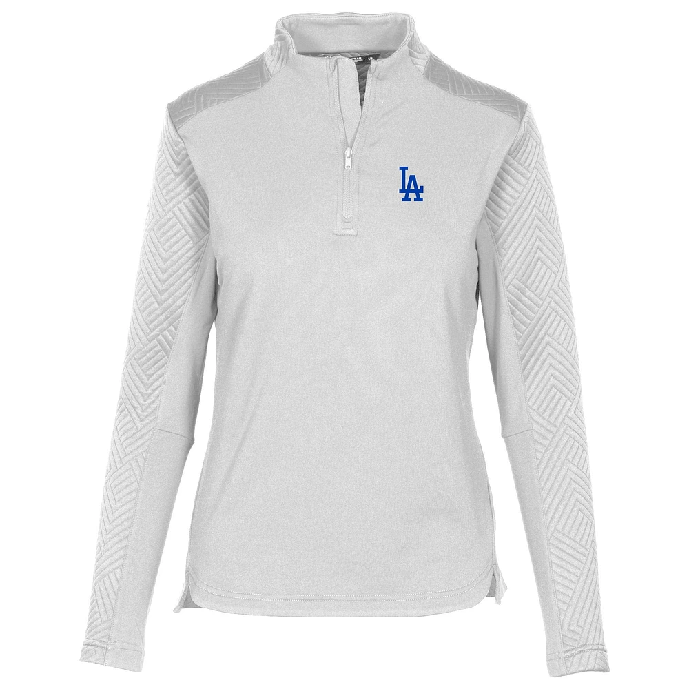 Women's Levelwear White Los Angeles Dodgers Daybreak Insignia 2.0 Quarter-Zip Pullover Top
