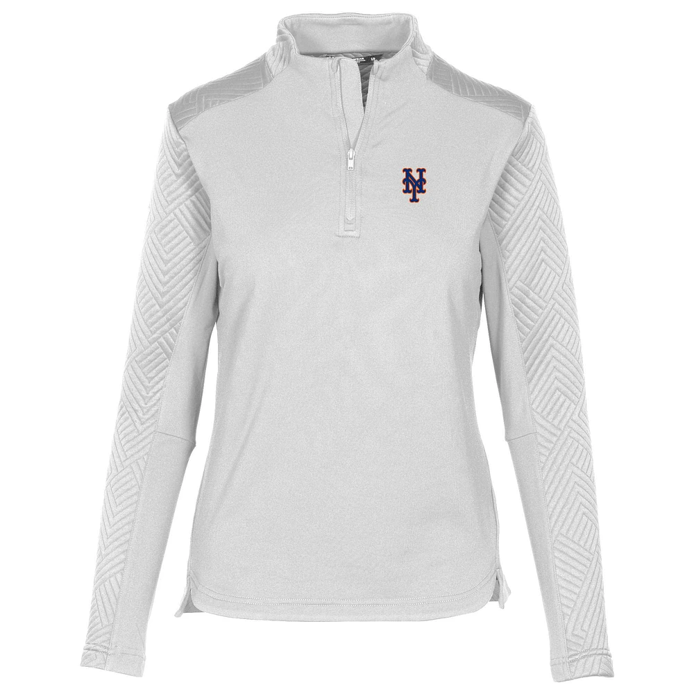 Women's Levelwear White New York Mets Daybreak Insignia 2.0 Quarter-Zip Pullover Top
