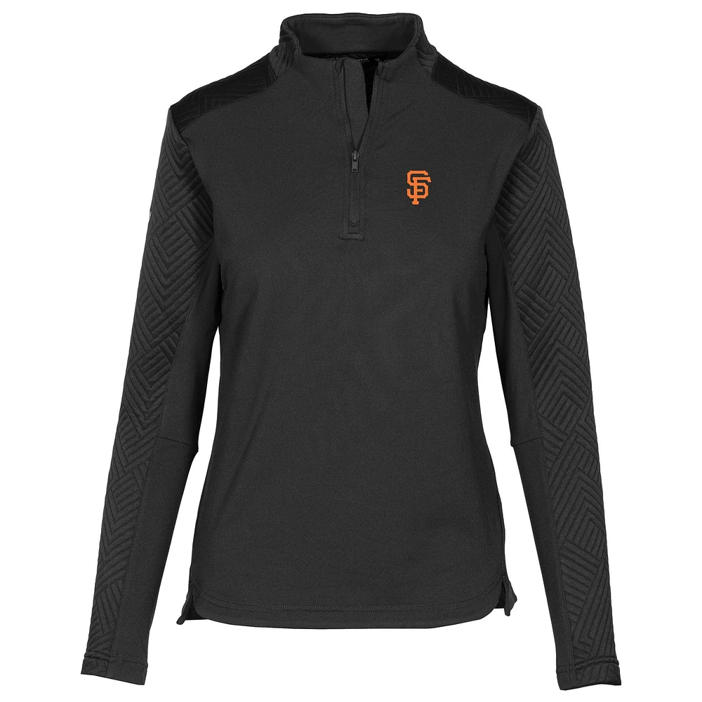 Women's Levelwear Black San Francisco Giants Daybreak Insignia 2.0 Quarter-Zip Pullover Top