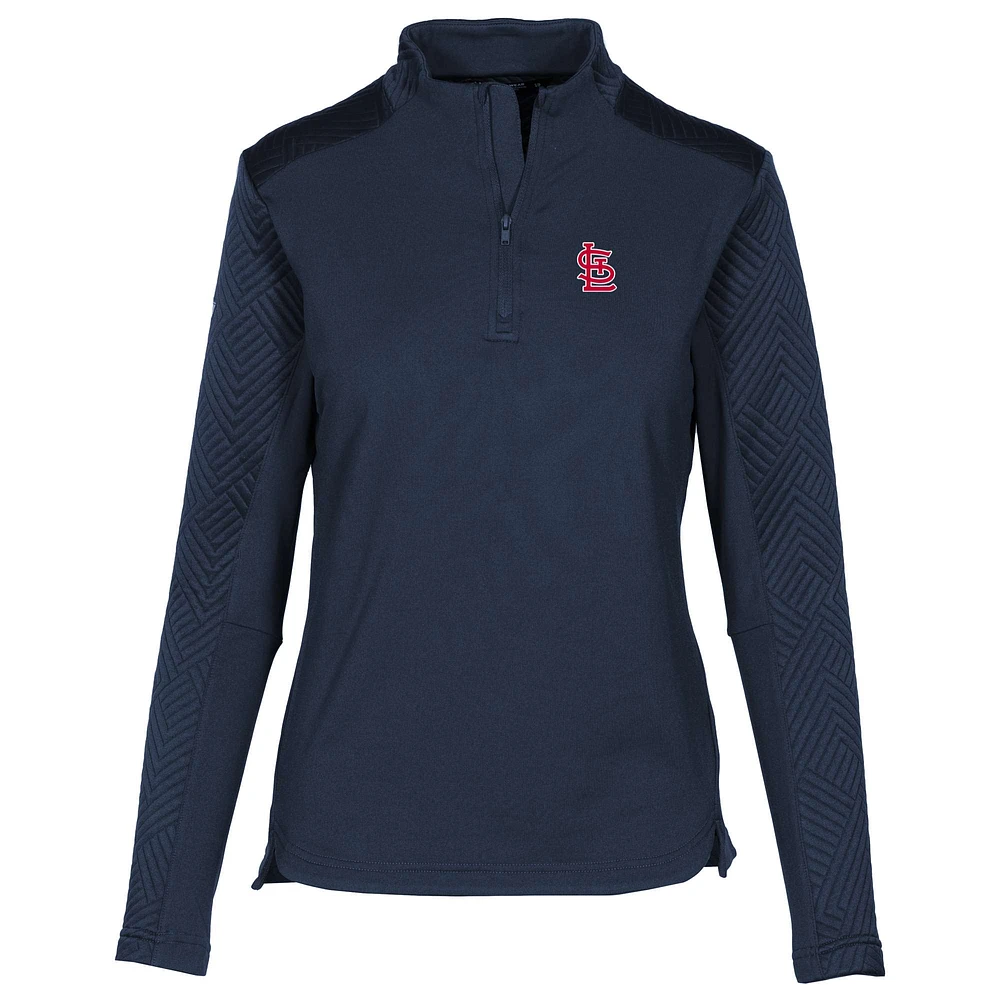 Women's Levelwear Navy St. Louis Cardinals Daybreak Insignia 2.0 Quarter-Zip Pullover Top