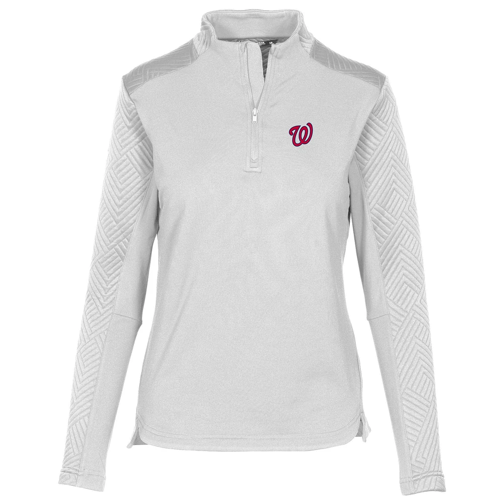 Women's Levelwear White Washington Nationals Daybreak Insignia 2.0 Quarter-Zip Pullover Top