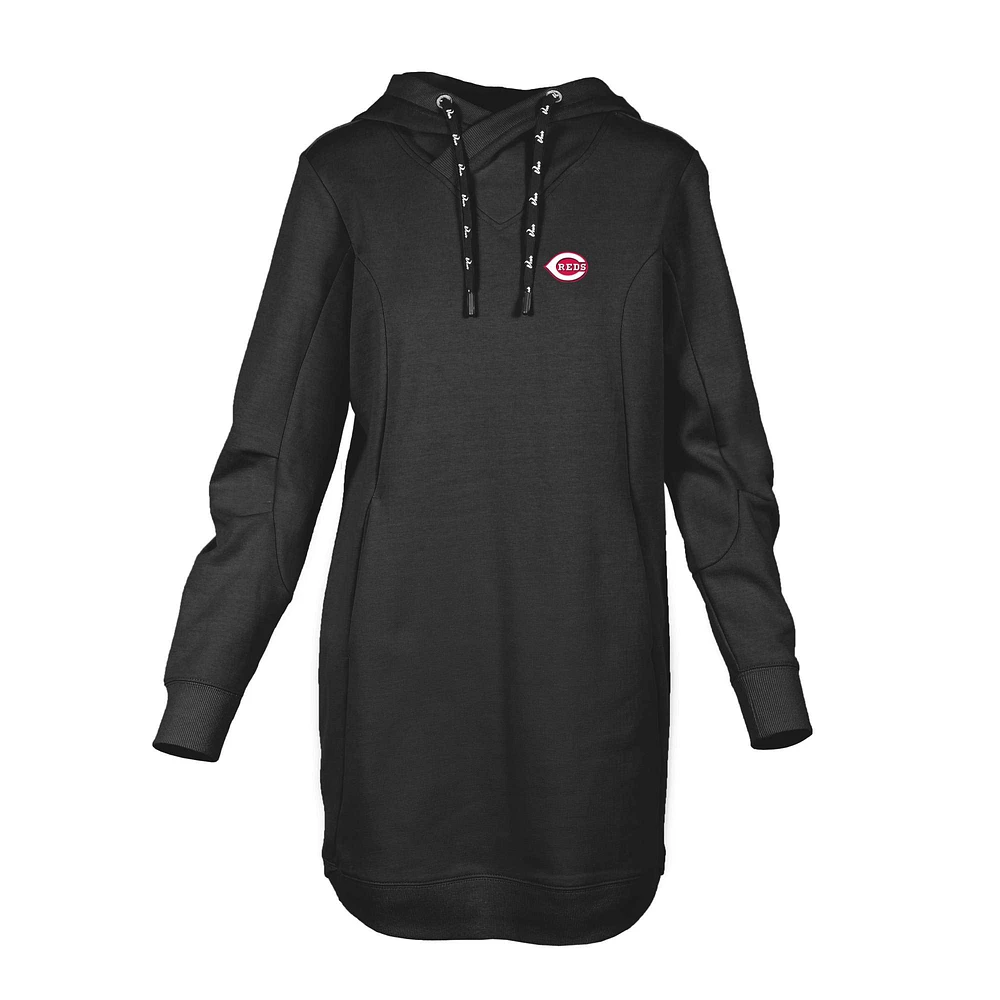 Women's Levelwear Black Cincinnati Reds Cover Insignia 2.0 Hoodie Dress