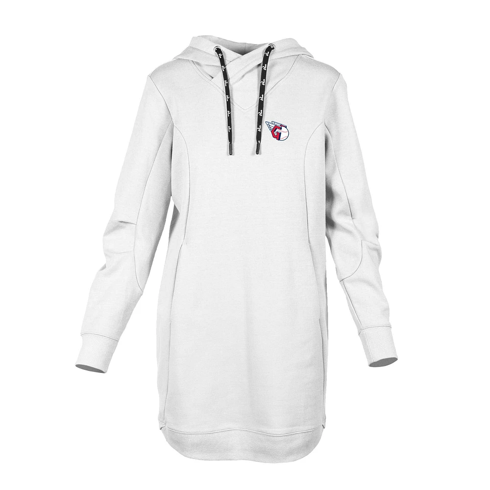 Women's Levelwear White Cleveland Guardians Cover Insignia 2.0 Hoodie Dress