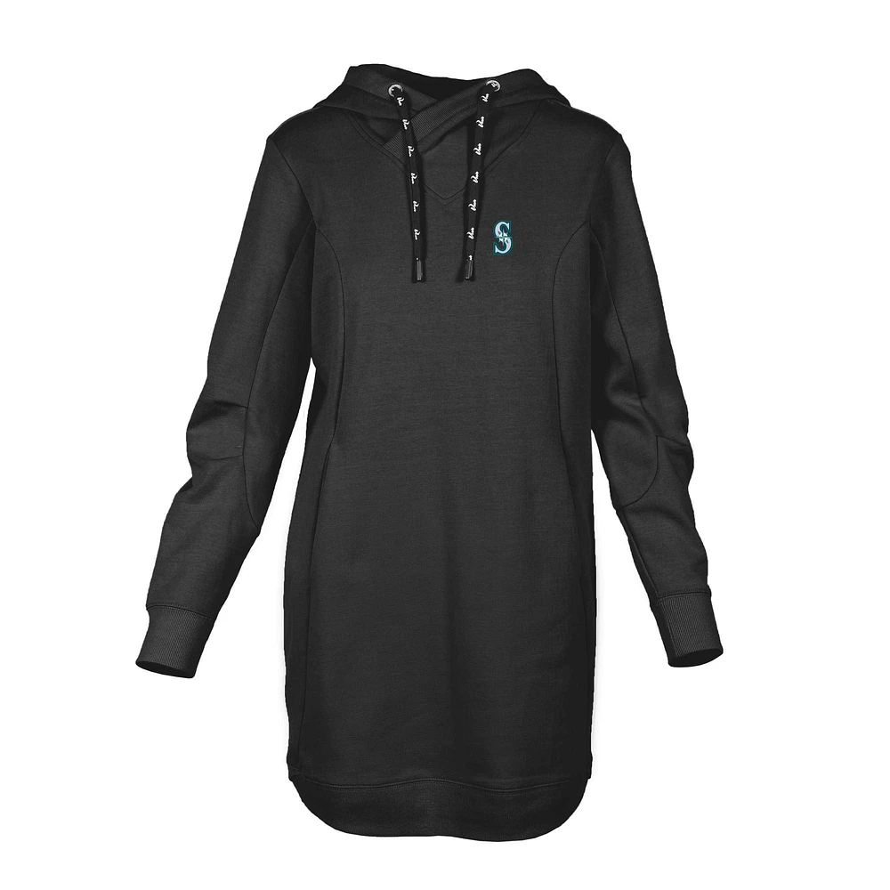 Women's Levelwear Black Seattle Mariners Cover Insignia 2.0 Hoodie Dress