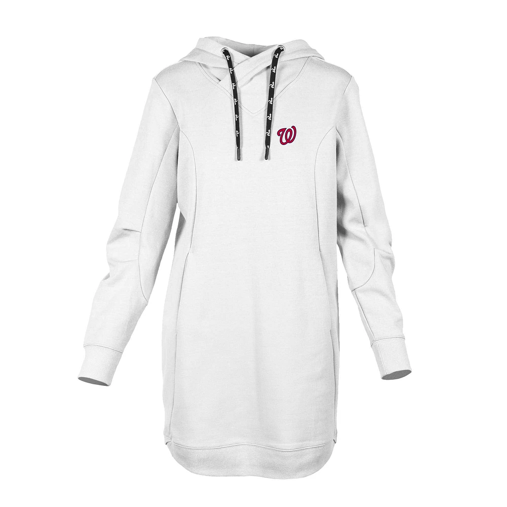 Women's Levelwear White Washington Nationals Cover Insignia 2.0 Hoodie Dress