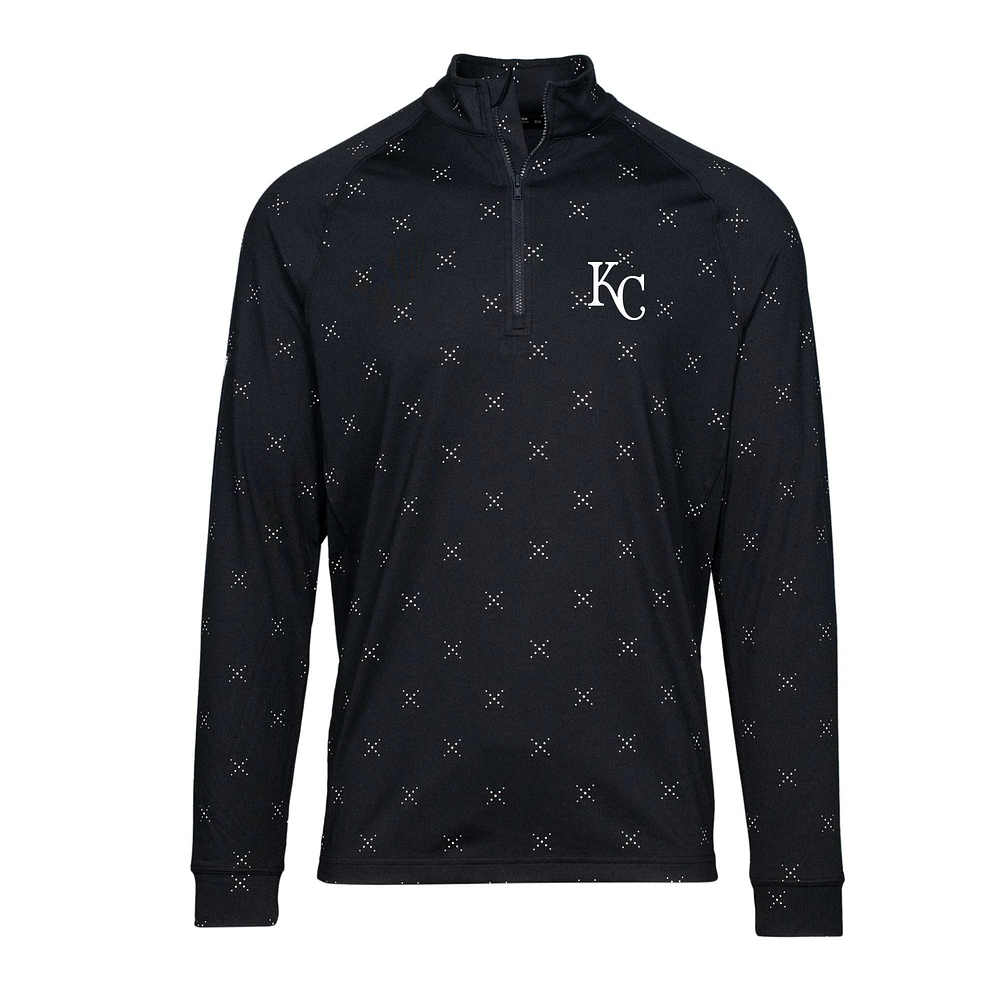 Men's Levelwear Black Kansas City Royals Finley Insignia 2.0 Quarter-Zip Pullover Top