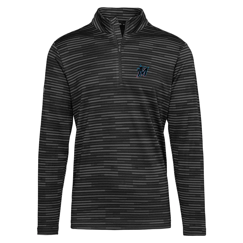 Men's Levelwear Black Miami Marlins Gear Insignia 2.0 Quarter-Zip Pullover Top