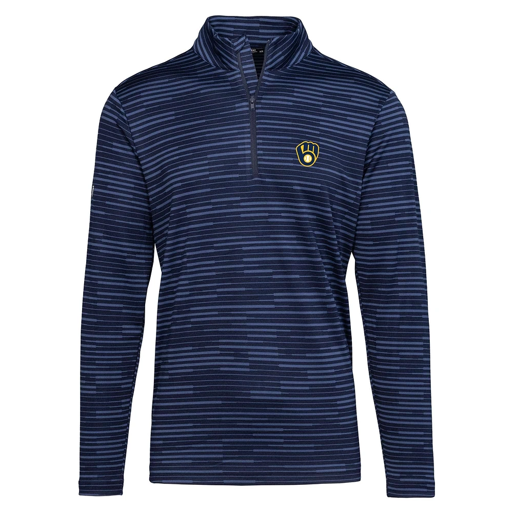 Men's Levelwear Navy Milwaukee Brewers Gear Insignia 2.0 Quarter-Zip Pullover Top